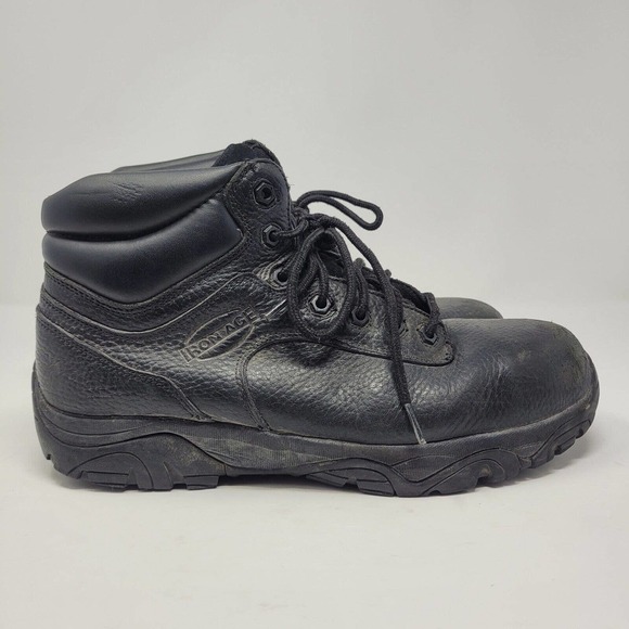 Iron Age Boots Mens 10 Black Leather Work Trencher Composite Toe IA5007 - Picture 2 of 10